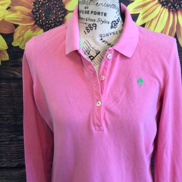 Lilly Pulitzer Palmer Polo Top Long Sleeves